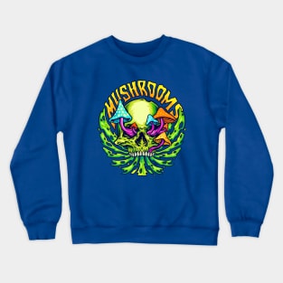 Skull Mushrooms Illustration Crewneck Sweatshirt